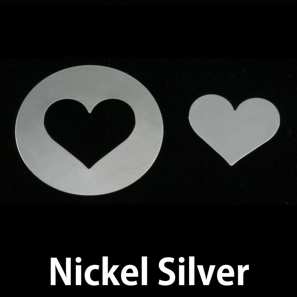 Metal Stamping Blanks Nickel Silver Circle with Medium Classic Heart Cutout, 32mm (1.25"), 24g